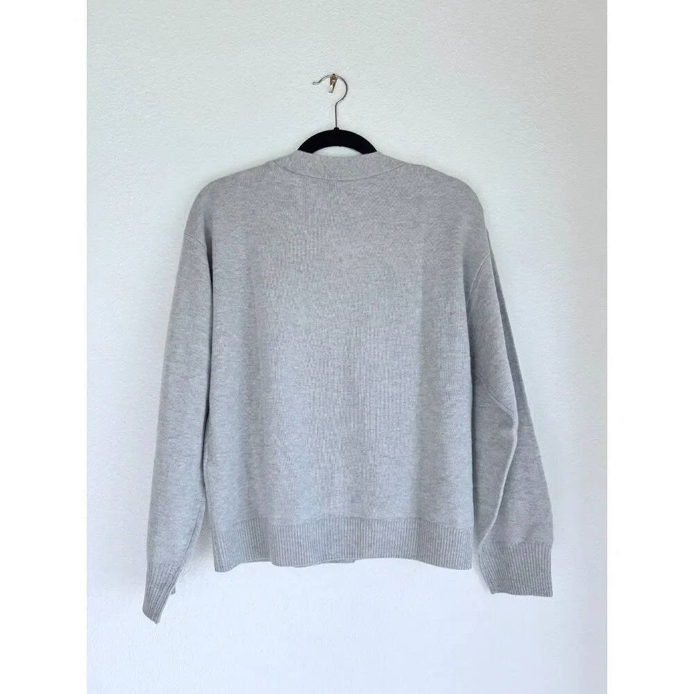 NEW The Kooples V-Neck 100% Wool Cardigan With Jewel Buttons in Gray Sz 2 US 6 - Picture 9 of 15